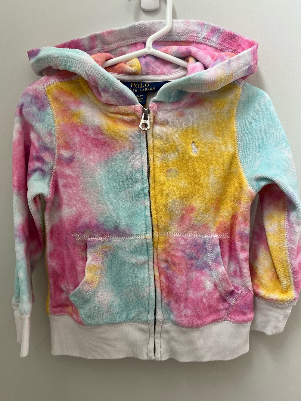 Polo by Ralph Lauren Kids Tie-Dye Zip Hoodie in Pink, Yellow & Aqua